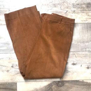 Womens trousers faux suede retro wide leg pants